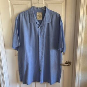 Tasso Elba Light Blue Short SZ 2XL Shirt 55% Linen 45% Cotton